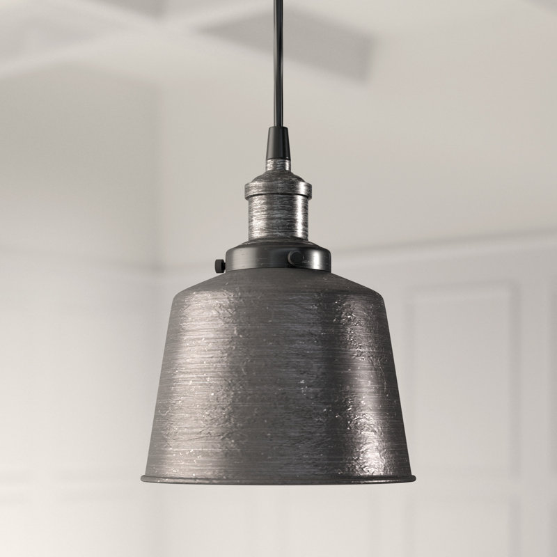Luminaire suspendu 1 lumière à une cloche, Fer naturel / fer rétro