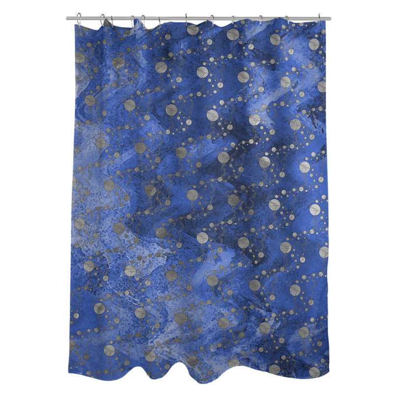 Rideau simple en planètes et étoiles, Bleu