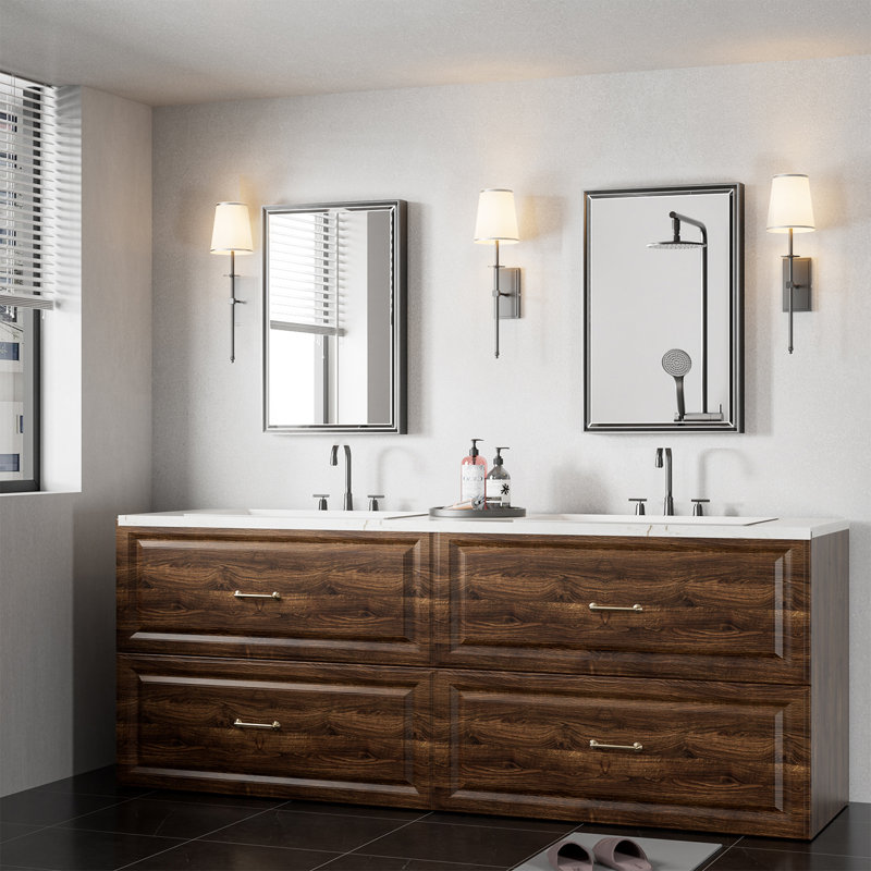 Miroir de salle de bain mural Lohoski, Noir, 30 po x 22 po