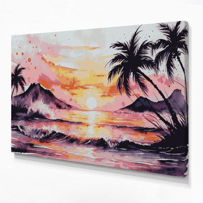 «Hawaiian Dawn Colors», art mural sur toile grise