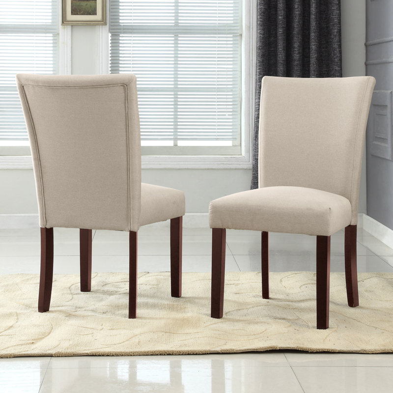 Myrtille 20'' H Linen Upholstered Side Chair, Beige, Espresso