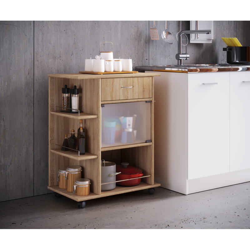 Daviston Wood Kitchen Cart, Beige
