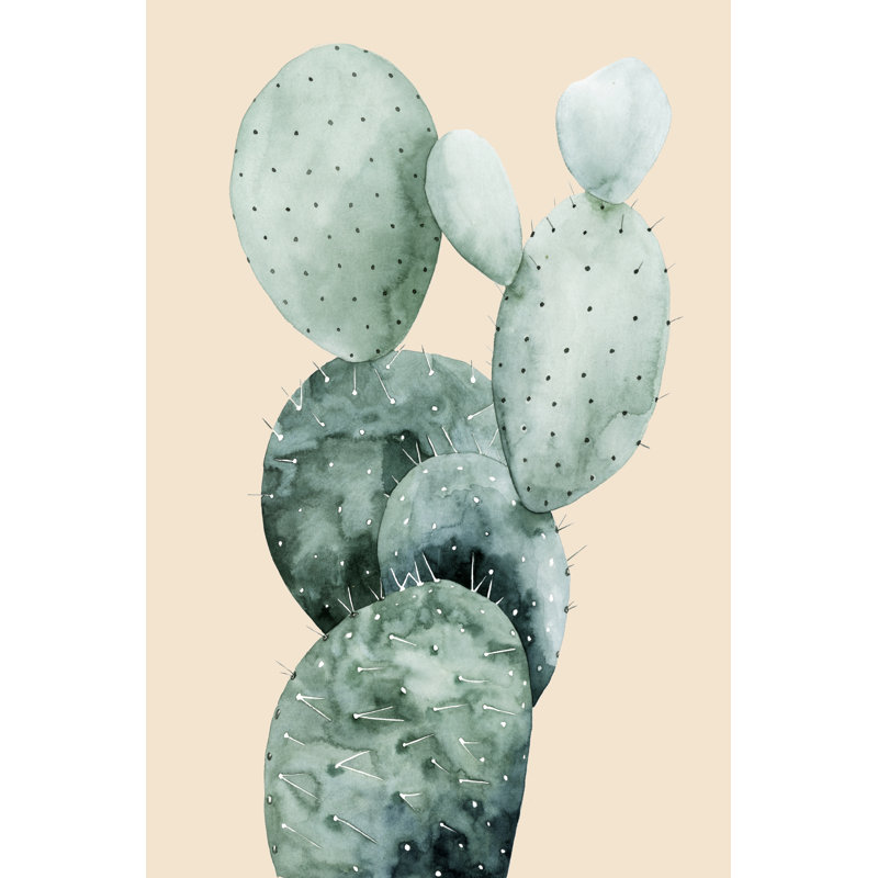 Cactus on Coral I by Grace Popp - Wrapped Canvas Painting Print, Wrapped Canvas, 30cm H x 20cm W