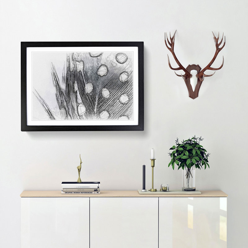 Spotted Feather in Abstract - Framed Print, 48cm H x 65cm W x 2cm D, Black Framed