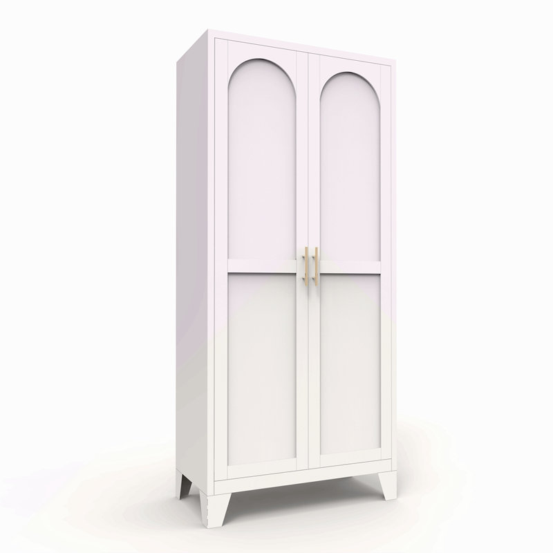 Armoire de rangement 61 po à 2 portes galbées, armoire de rangement en métal avec portes et tablettes réglables, pour chambre à coucher, salon