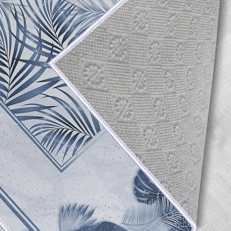 Tapis de couloir élégant (3,3 x 4,9 pi), 100% polyester, hauteur de poils de 0,3 po | Pois antibactérien antidérapant en PVC | Design tissé avec impression numérique 3D | Lavable à la machine, parfait pour la décoration intérieure et le confort