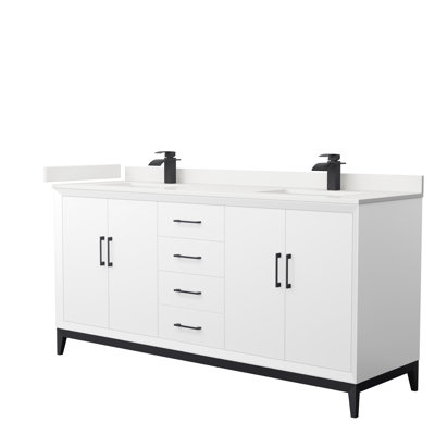 Ensemble de meuble-lavabo double 72 po avec plateau Amici