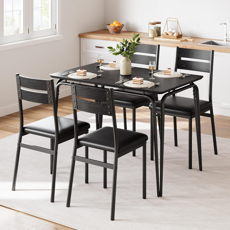 Dining Table For 4, Small Table And Chairs Set Of 4, Square Dinette Set For 4, Dinner Table Set, 5 Piece Kitchen & Dining Room Sets For Small Space