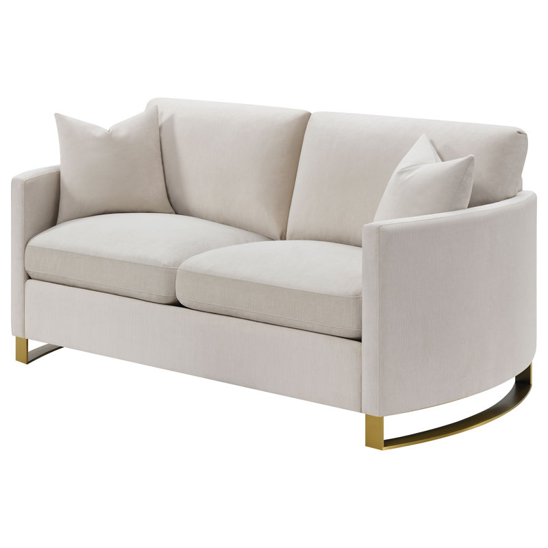 Baber Upholstered Curved Track Arm Loveseat Beige, Beige