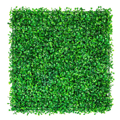 Artificial Boxwood Hedge Wall Panel - 20" x 20", PE/Plastic, 6 Pack, Green, UV Resistant