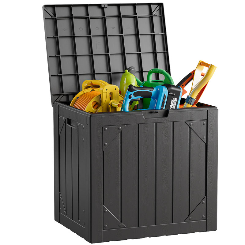 Boîte de rangement verrouillable en résine 30 gallons, Noir