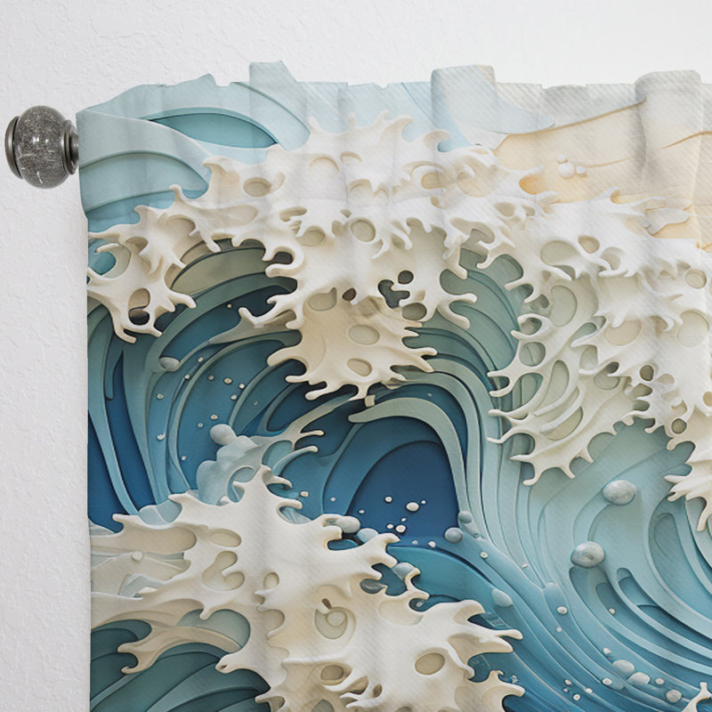 Esperia USA carte Coastal C Courants - Rideau Coastal Waves - Velours obscurcissant - 1 panneau, L 52 po x L 84 po