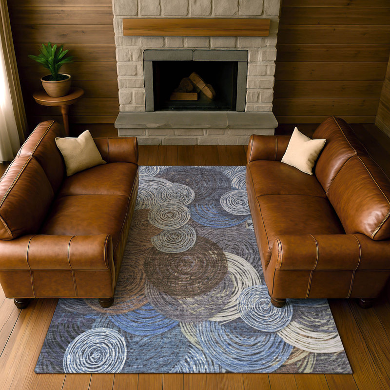 Premium Machine Washable Mayfield AMF2267 Geometric Rug, Blue, 3' x 5'
