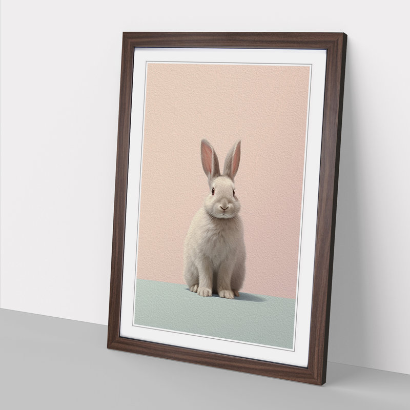 XYZ-FRM-V1223-5346 Rabbit Minimalism No.2 1 Piece Single Picture Frame Wall Art, 64cm H x 46cm W x 2cm D, Walnut