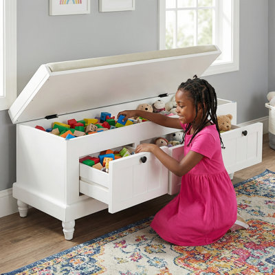 Rustic Shoe Storage Bench With Cushioned Seat - 3 Drawers & Hidden Storage For Home Organization