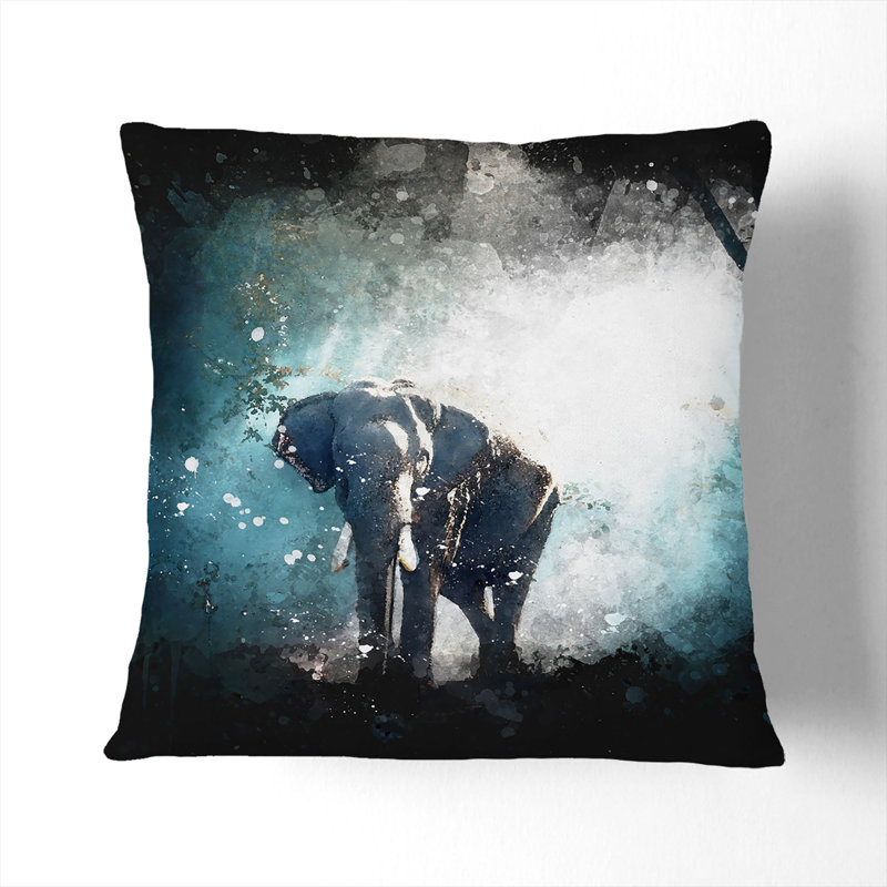 Elephant Roaming in a Forest Cushion with Filling, 55cm H x 55cm W x 20cm D