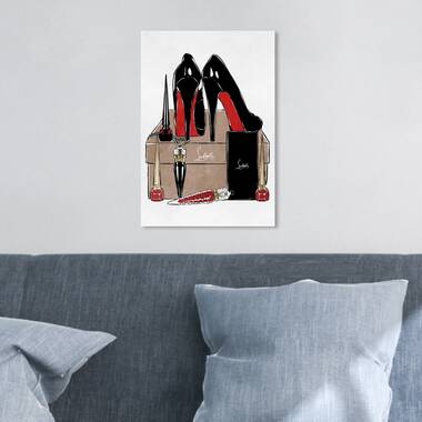 Stupell Industries Fashion Red Bottom Bow High Heels Shoes Shopping,  Designed by Ziwei Li Wall Art, 11 x 14, Black Framed