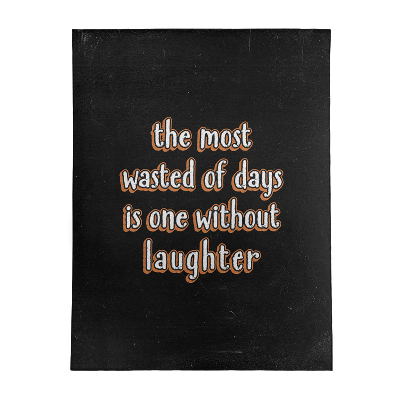 Tapis en chenille de polyester de style tableau noir Quotes Laughter, Rectangle 5 pi x 7 pi