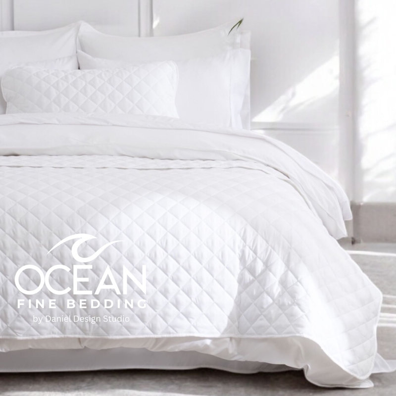 OCEAN FINE BEDDING Quilted Coverlet, Twin Coverlet/Bedspread, White