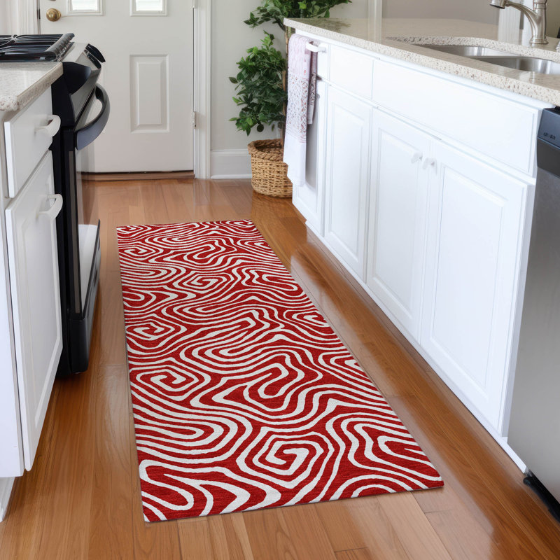 Premium Machine Washable Birchview AMF1030 Swirls Rug, Runner 2'3" x 7'6"