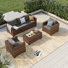 4-Pieces Wide Armrest Outdoor Sectional Rattan Conversation Set with Storage Table.