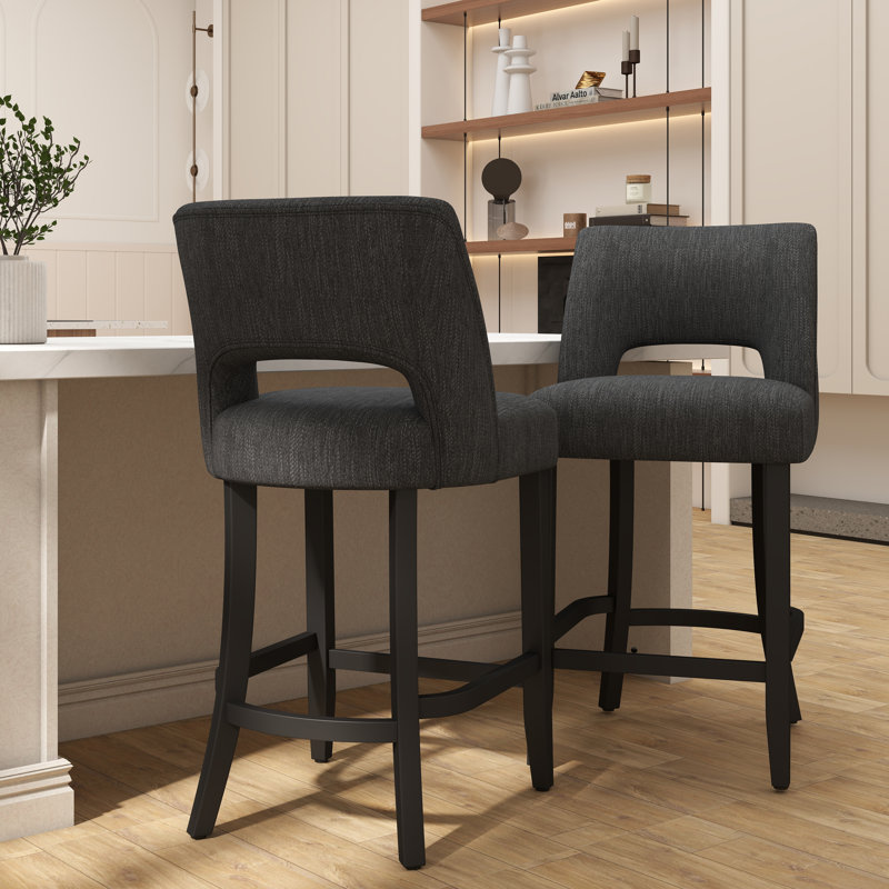 Tabouret de bar Bisto, Pieds noirs gris foncé