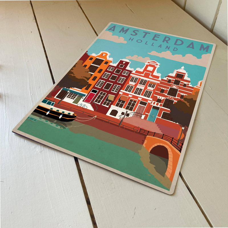 Handmade Buildings & Architecture Wall Decor on Metal, 25cm H x 20cm W