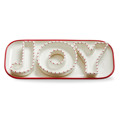 Joy Platter And Dish Set Of 4 White Ceramic Christmas