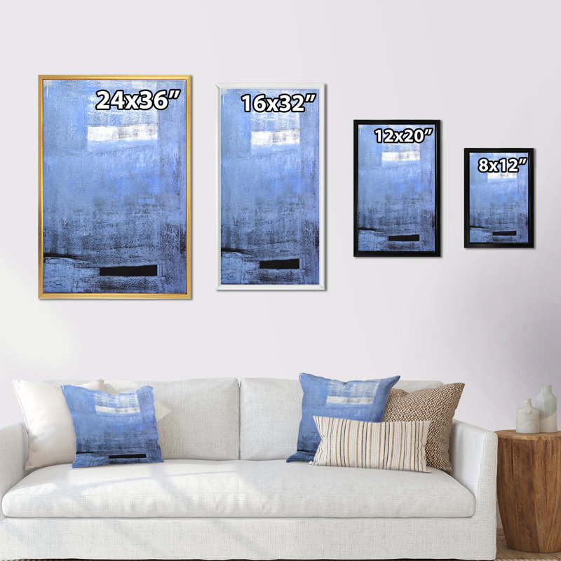 «Colorfields in Blue and Grey», reproduction de photo sur toile, H 20 po x l 12 po x P 1 po, Cadre flottant noir
