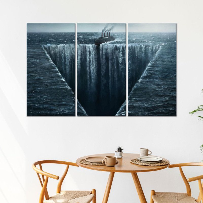 «Bermuda Triangle Wall Art: Modern Sea Decor», impression sur toile 3P, H : 27,6 x L : 59,1 pouces