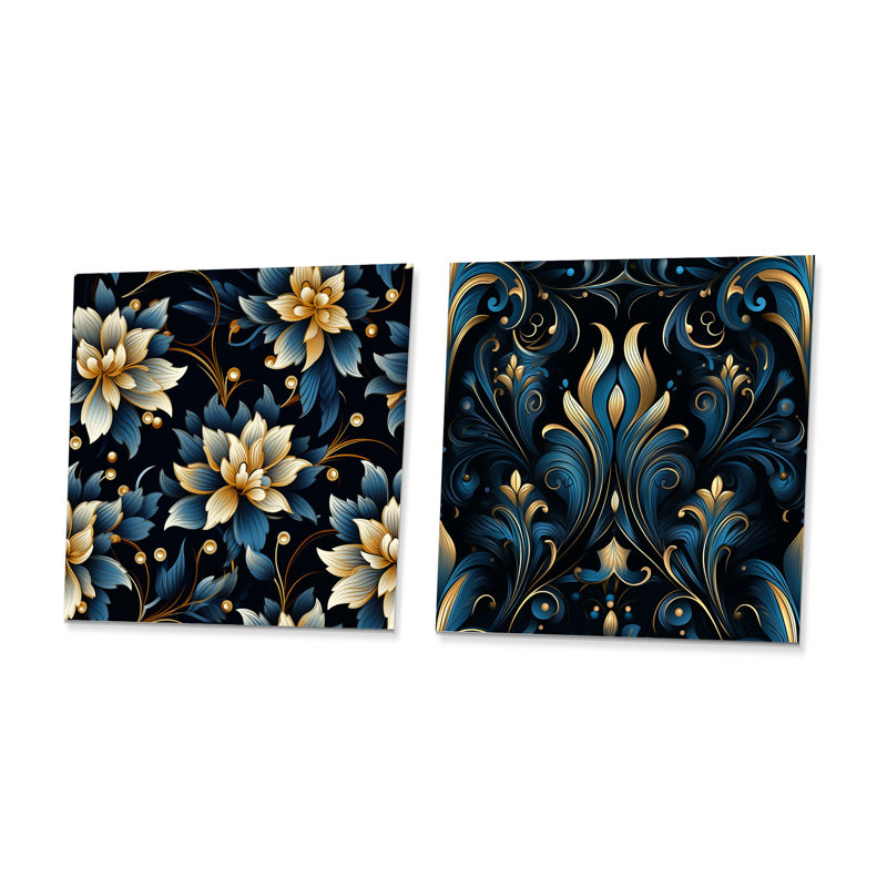 Frodsham - Ensemble de 2 carrés décoratifs floraux abstraits en métal, H 36 po x l 72 po