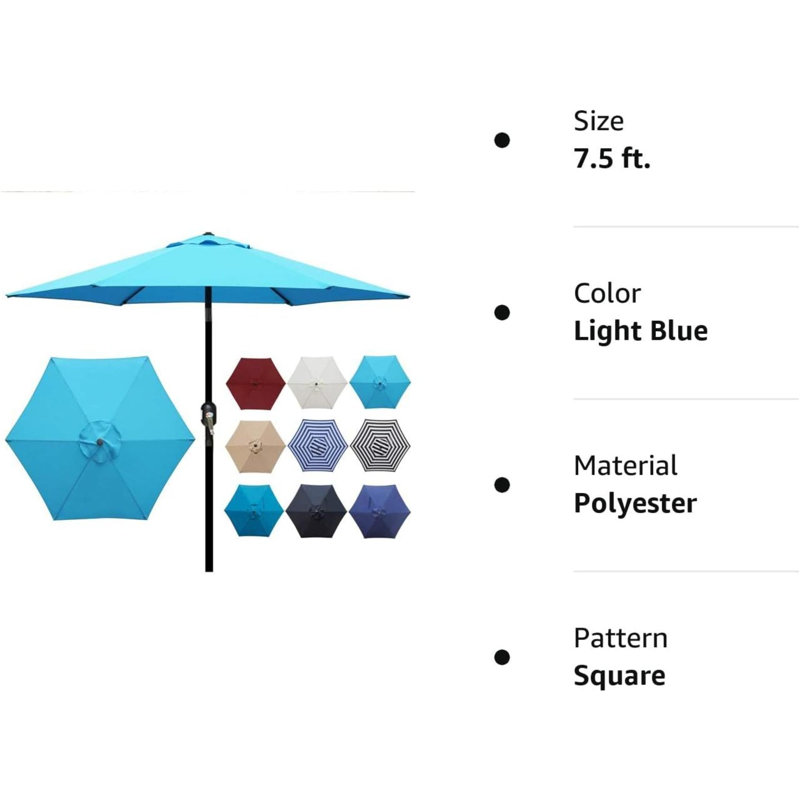 Parasol de marché Graice 4,00 po avec manivelle et contrepoids inclus, Bleu clair