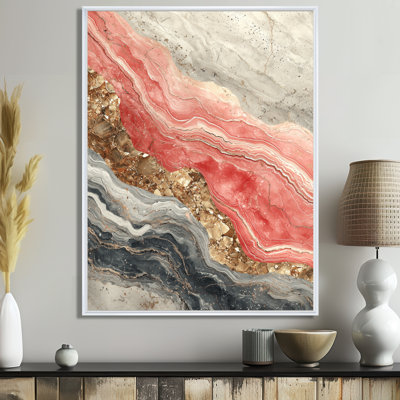 «Rose Gem Crystal Whispers Of The Crystal Current», art mural encadré de cristaux