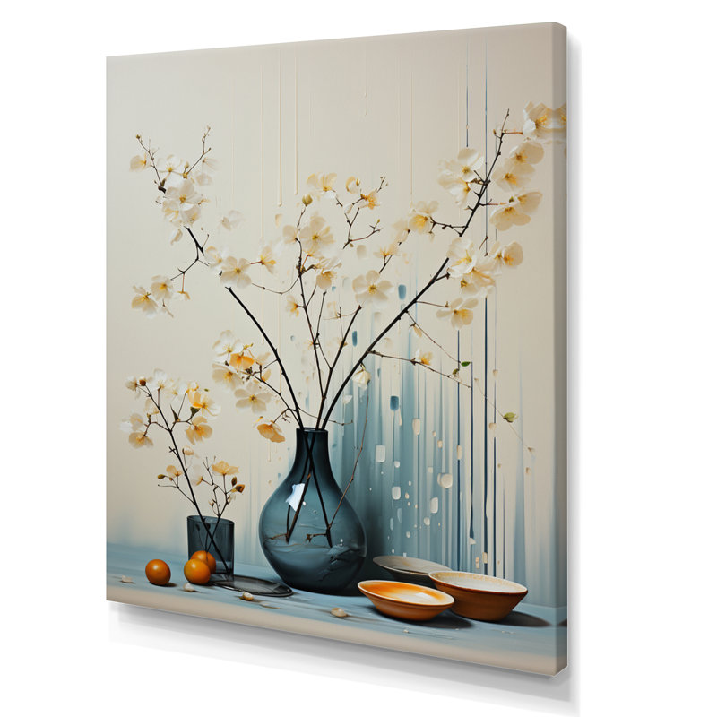 Bleu sarcelle jaune Mid Century Minimalist Oasis II - impression sur toile tendue