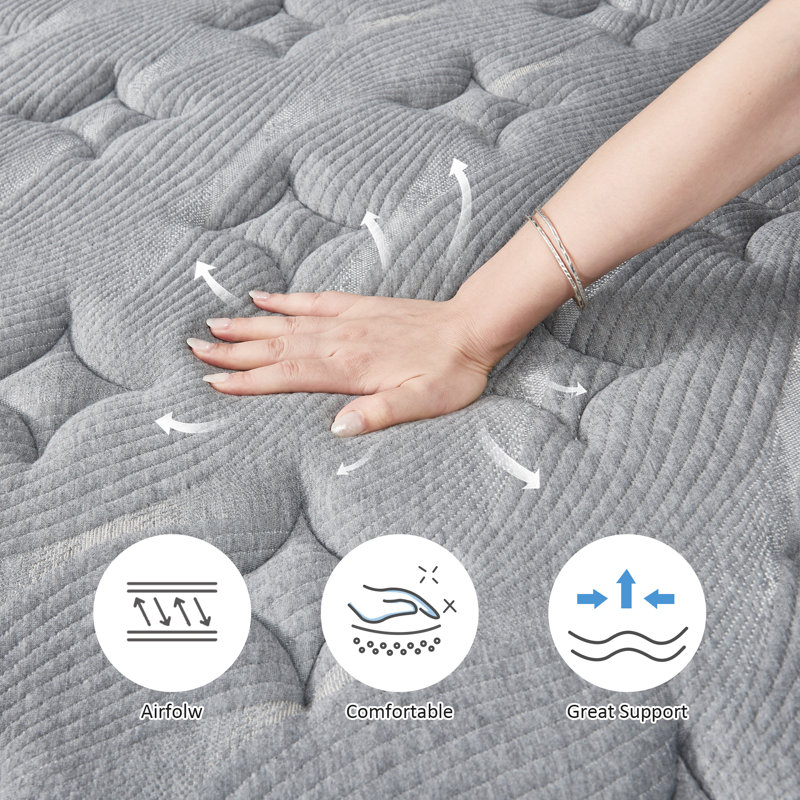 Matelas hybride à ressorts ensachés en mousse à mémoire de forme 14 po Bovedon, 14", Grand lit
