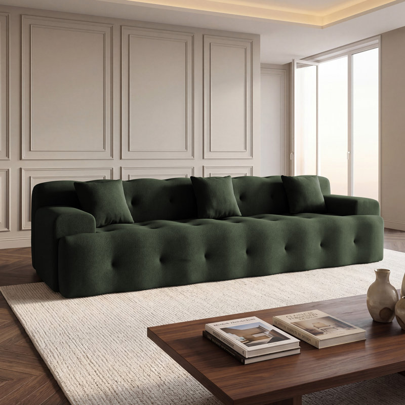Grand canapé à assise profonde avec coussins 114 "Compression Cloud, Vert