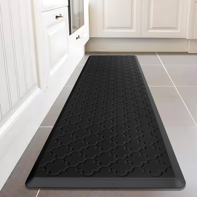 Tapis de cuisine uni en PVC, Noir, Tapis de couloir 1 pi 8 po x 5 pi