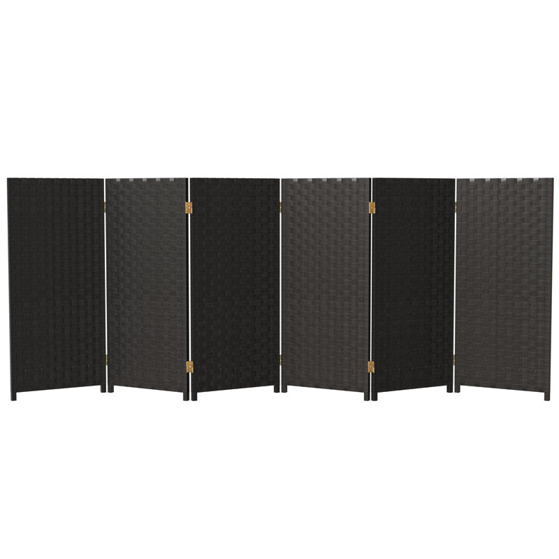 3 Ft. Tall Woven Fiber Room Divider, 6, Black