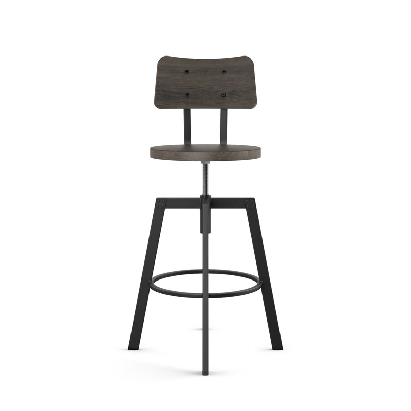 Tabouret pivotant en bois massif Buth, Gris