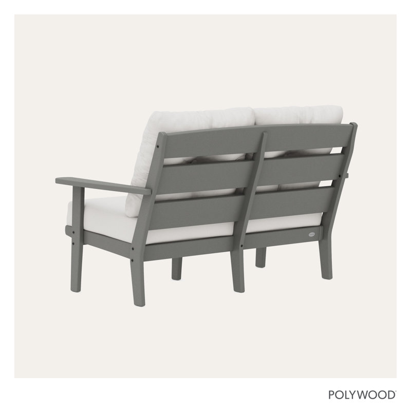 Lakeside Deep Seating Loveseat, Slate Gray Frame/Natural Linen Cushion