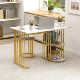 Rectangular Dining Table for 2 with 2-tier Storage Shelf for Small Space Dining Room