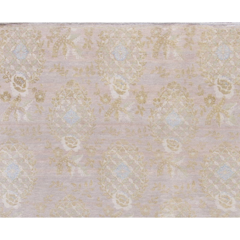 Sona Silk Geometric Area Rug in Rose/Camel