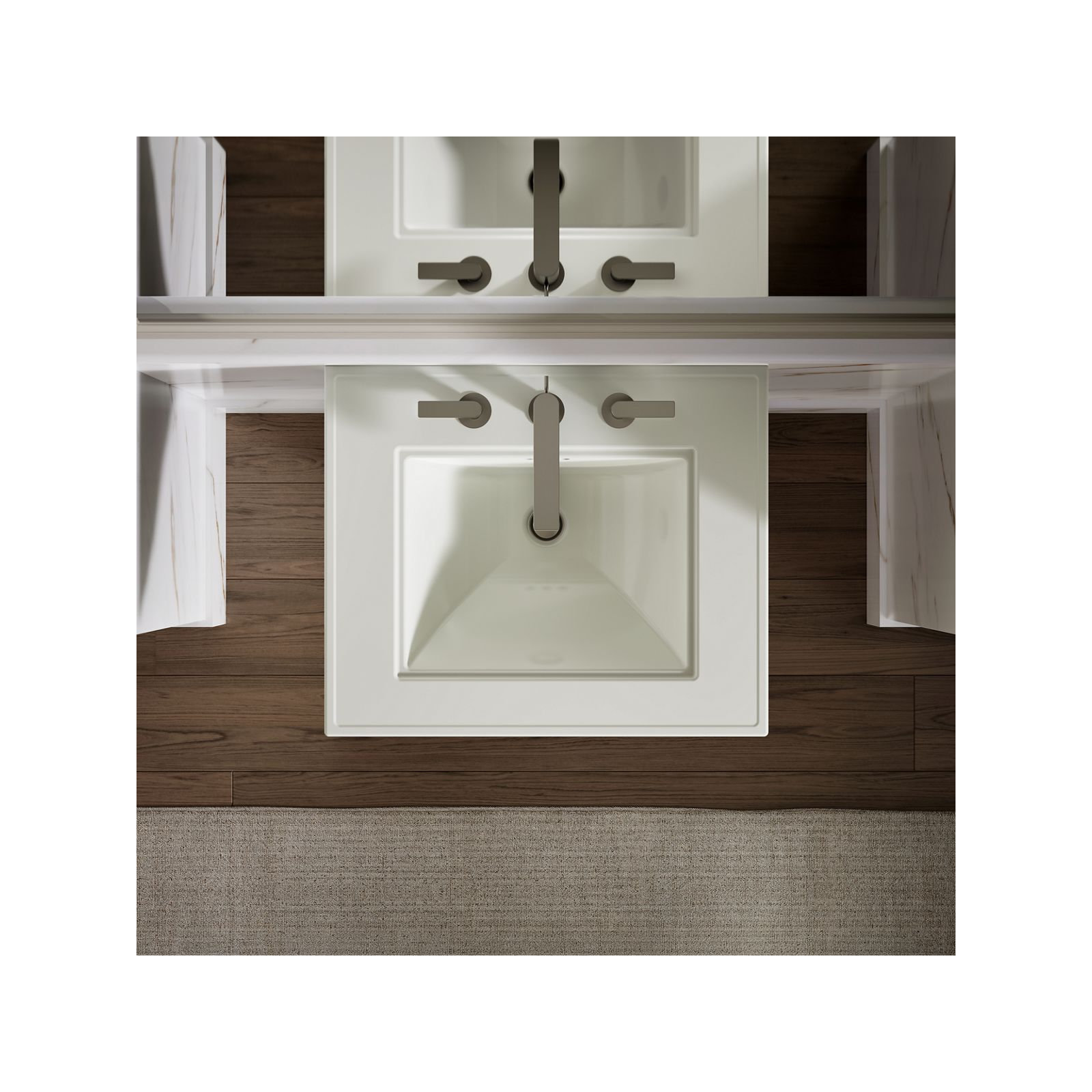 Memoirs Stately Pedestal Bathroom Sink with Faucet Holes, Dune, 8" Centers, 34.75" H x 20.5" W x 24.5" L