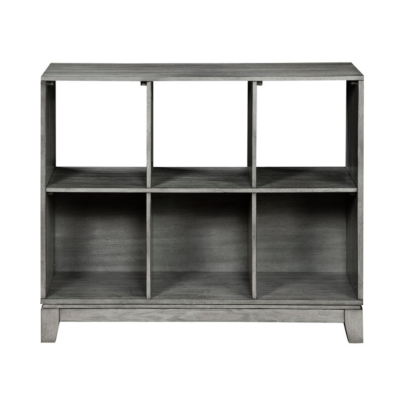 Bibliothèque grise en bois à 6 tablettes, pour diverses pièces de maison, 3 cubes ouverts et rangements, bibliothèque de caractère rustique avec abat-jour