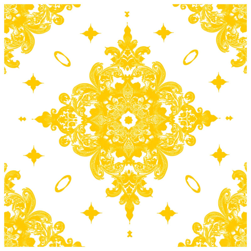 Yellow Ornate Damask Double Sided Throw Pillows, 18 x 18 inches