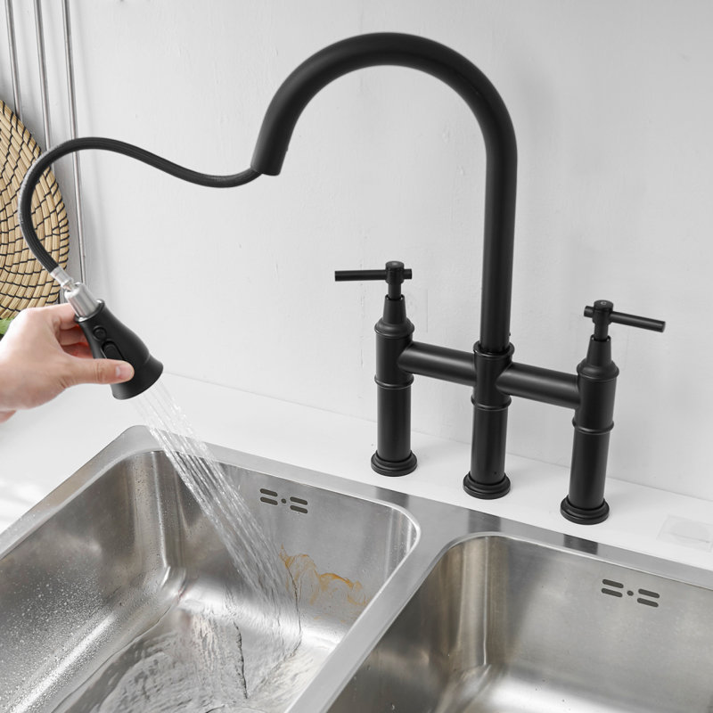 Bridge Kitchen Faucet With Pull-Down Sprayhead In Spot
