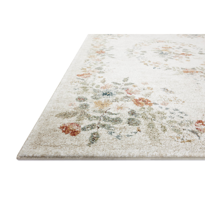 Laurel Cream Floral Synthetic Easy Care Area Rug 3'11" x 5'7"