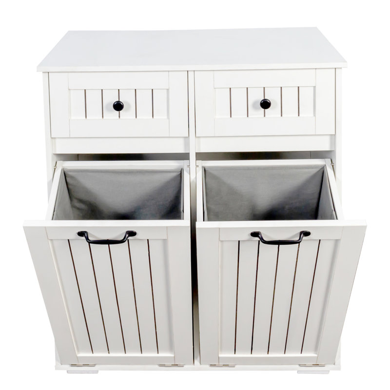 Laundry Cabinet With 2 Removable And Pull - Out Drawers, Ideal For Keeping In , White Color, 15.76 Inches Wide