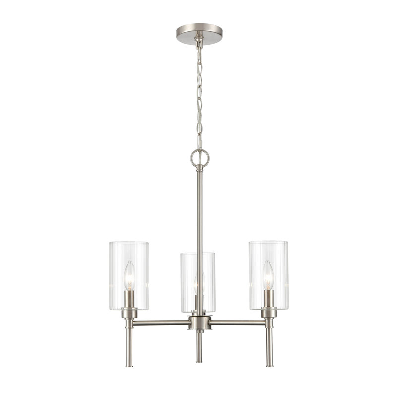 3 - Light Dimmable Classic / Traditional Chandelier, Brushed Nickel