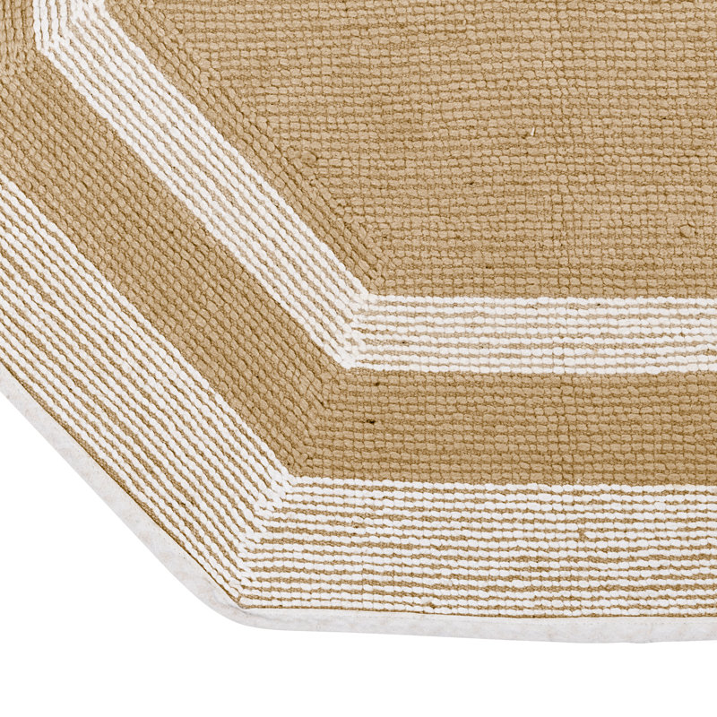Tapis de bain 100% coton Ipke, Blanc / centre taupe